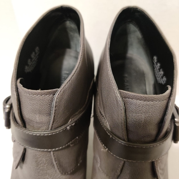 FRANCO SARTO Inkwell‎ Grey Leather Heel Booties Buckle Women's 8.5 Shoes - Picture 6 of 13